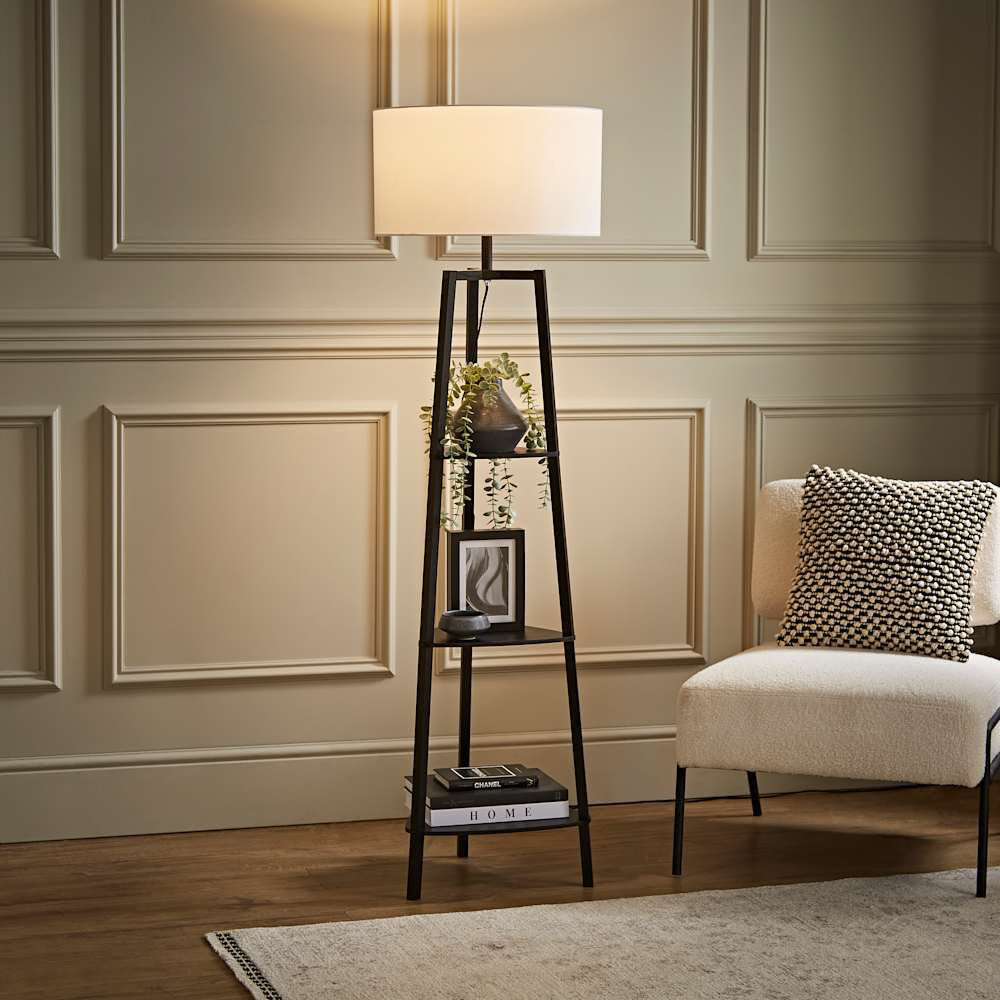 Latitude Run Aidrian 155cm Tripod Floor Lamp Black/White 155cm H X 39cm W X 39cm D