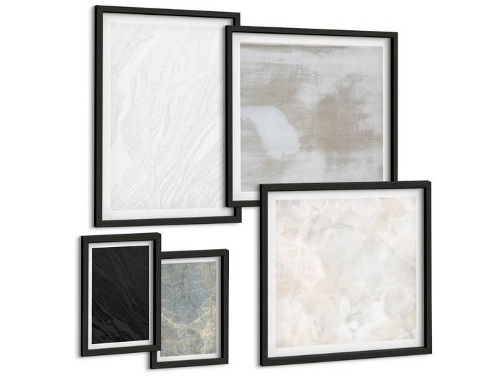 Tulup Bilder SET 5er Set - 50x50 cm & 20x30 cm & 40x60 cm Schwarzer Rahmen - Steintexturen, Kunststoff, Rechteckig, 40x60 cm, Fotografie, Bilder & Rahmen, Bilder
