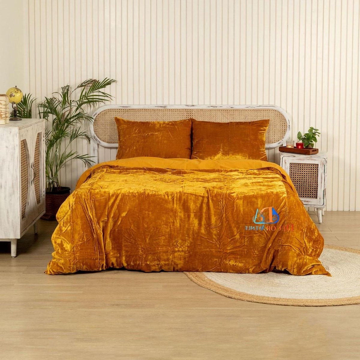 Geel Fluwelen Dekbedovertrek Set van Zachte Pluche Stof - 135 x 200 cm