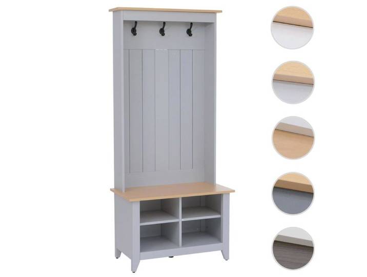 Penderie HWC-P28 banc mélaminé 170x76x39 cm gris clair naturel