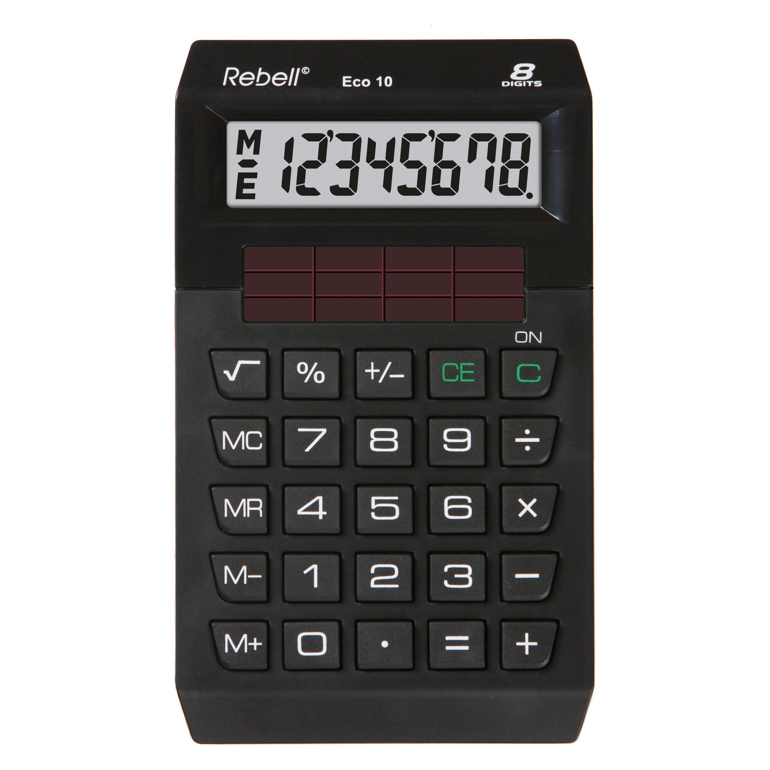 Rebell RE-ECO10 - Tischrechner, schwarz (Solarenergie) (RE-ECO 10BX)