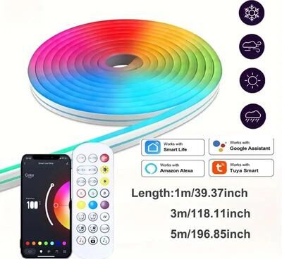 Uplifted Goods Smart RGB LED Neon Light Strip With App And Bluetooth Control tuya Wifi App 5m 16.4ft
