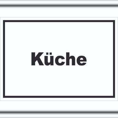 HB-Druck Küche Schild mit Text Kitchen cucina waagerecht A5 Rückseite selbstklebend