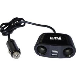 Eufab 16549 Zigarettenanzünder-Verteiler Anzahl Zigarettenkupplungen 2 x Schnittstellen: USB 2 x Belastbarkeit Strom max. 10 A