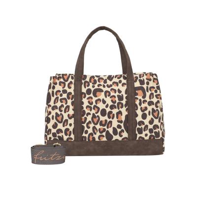 Shopper FRITZI AUS PREUSSEN "Easy Tote Limited Leo Camel", Damen, Gr. B/H/T: 40cm x 29,5cm x 14cm onesize, braun (beige, braun), 55% Baumwolle, 45% Polyester, Taschen Shopper, mit Leo-Print
