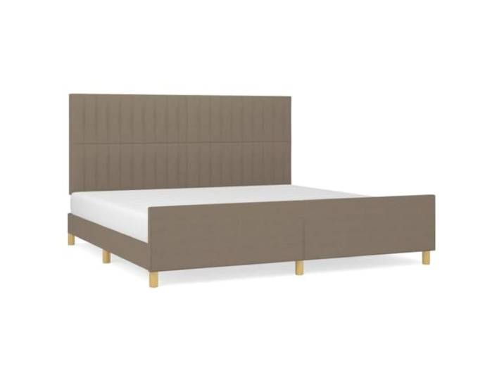 PUGYNBK Bettgestell mit Kopfteil, Taupe, 200 x 200 cm Robuste Beine, Holzleisten, höhenverstellbar, atmungsaktiv
