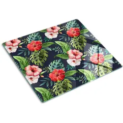 GLASPLATTE 60x52 cm Tropische Blumen