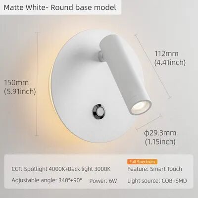 Friendly Fresh Finds LED Wall Reading Lamp With Touch Control & Dimmable Bedside Light white