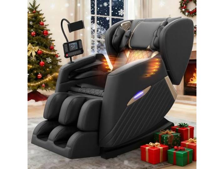 Srfzluxy Ganzkörper-Massagesessel, elektrischer Massagesessel, Zero-Gravity-Modus, mit 16 Massagepunkten und 8 Airbags, Lendenwirbelheizung, Wadenroller- und Airbag-Massage, Bluetooth-Lautsprecher