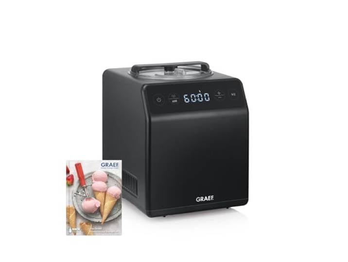 GRAEF Eismaschine IM706 eisenglimmergrau, Eis und Joghurtmaschine, automatische Kühlfunktion, Rührfunktion, 2 Liter Eiscreme, akustischer Signalton