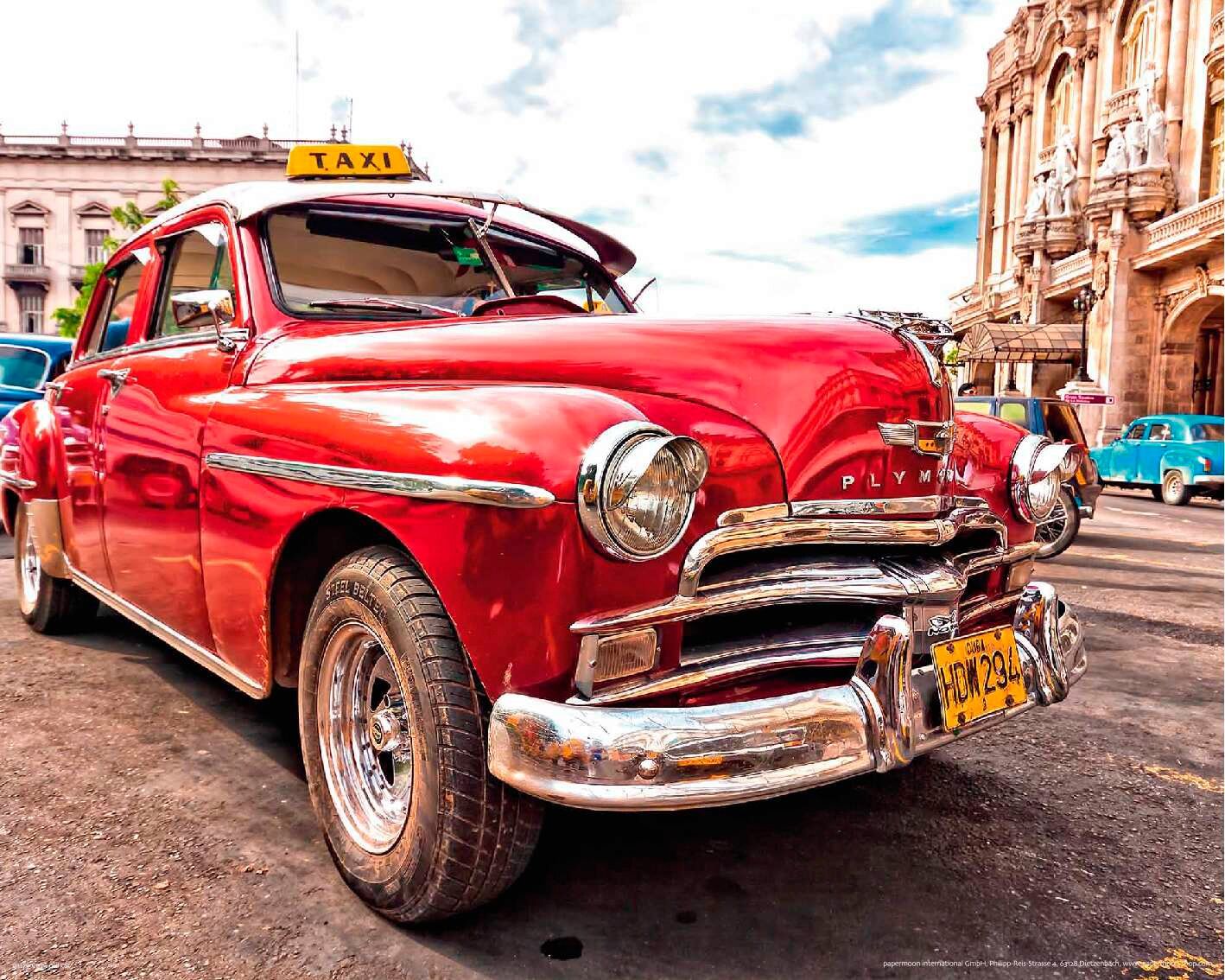 Fototapete PAPERMOON "Old Cuba Car", bunt, B:4m L:2,6m, Vlies, Tapeten, Fototapete bunt B/L: 4m x 2,6m, Bahnen: 8 Stk.