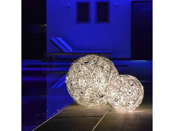 s.luce Led-Aussenkugel Mesh Aluminium Ø 50cm, Alufarben, Metall, Rund,Rund, LED integrated, 50x50x50 cm, Lampen & Leuchten, Außenbeleuchtung, Außenleuchten