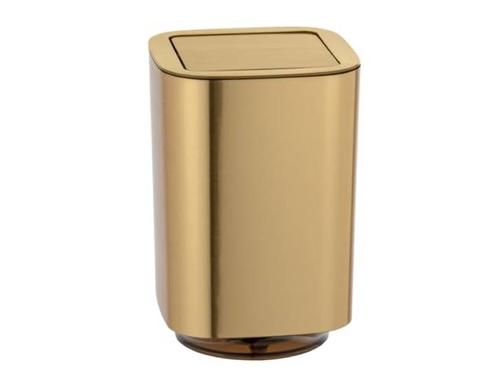 WENKO Schwingdeckeleimer Mod. Auron Gold, 5,5 Liter Kosmetikeimer für das Badezimmer, aus Kunststoff, Deckel abnehmbar