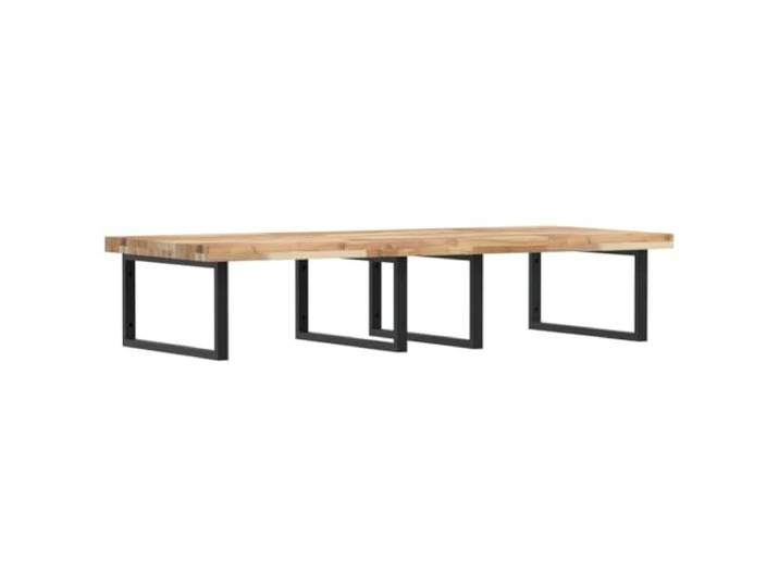 WEMYUFURN Waschbeckenregal Wandmontage Stahl und Akazienholz Schweberegal Bad, Stahlhalterungen, massive Akazienholzplatte, rechteckige Form, einfache Wandmontage