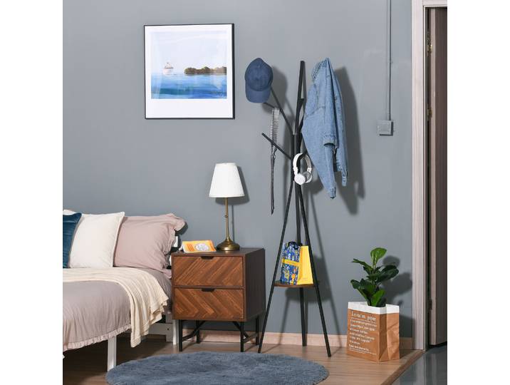 HOMCOM Porte-Manteau Métal Marron Design Contemporain 180cm