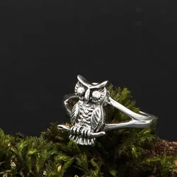 Drachensilber Eule Ring mit Fach Giftring Eulen Schmuck 925 Silber Damen 64 - Silber