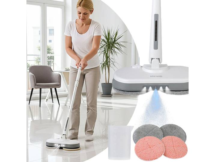 Akku-Poliermaschine mit Wassertank, Teleskopstange: 30W Power & 40 min Laufzeit