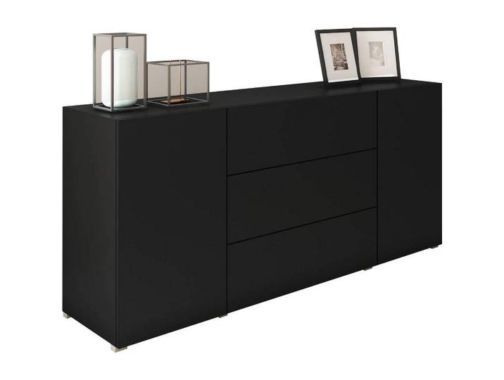 P & B Sideboard, Schwarz, Kunststoff, 4 Fächer, 3 Schublade(n) Schubladen, 150x68x38.5 cm, Fsc, stehend, spiegelbildliche Montage möglich, Kleinmöbel, Kommoden, Sideboards