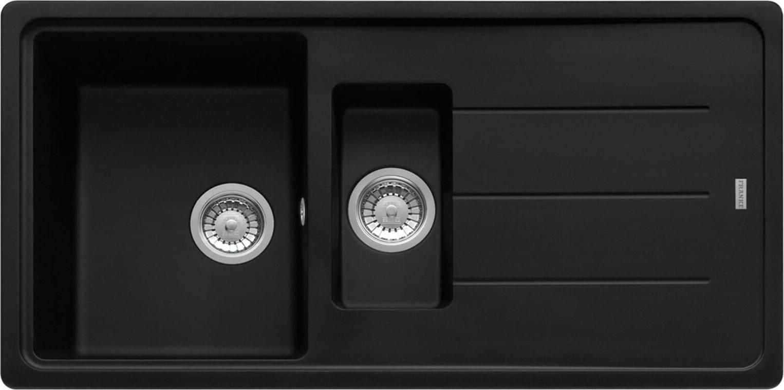 Franke Spüle BASIS BFG 651 in BLACK MATT mit Abtropfbecken aus Edelstahl / Ausschnitt 950 x 480 mm