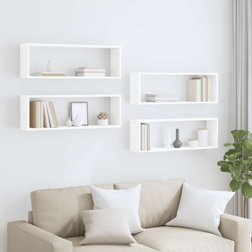 vidaXL Étagères cube murales 4pcs Blanc 80x15x26,5cm bois d'ingénierie