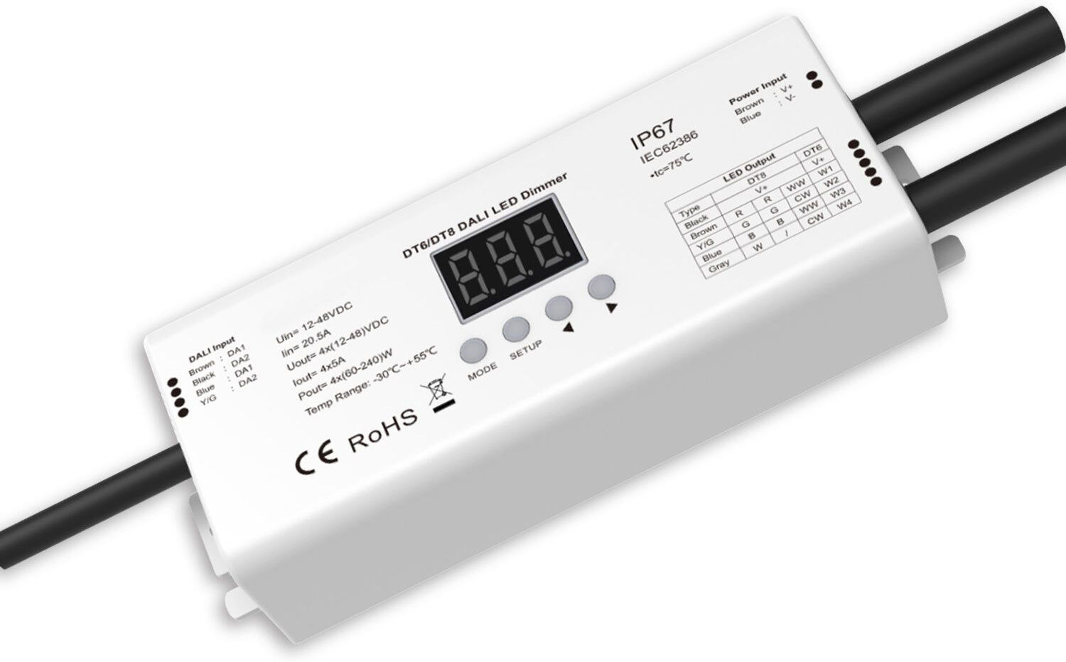 Isoled Dali Dt6/dt8 1-4 Adresse Universal Multi-Pwm-Dimmer Ip67, 4 Kanal, 12-24v 4x5a, 36-48v 4x3a