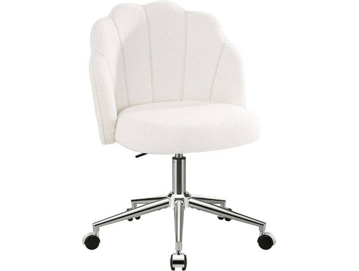 Chaise Coiffeuse Chambre Chaise Pivotante À Roulette Pour Fille Siege De Bureau Confortable Montage Facile Beige/Blanche[Ji14]