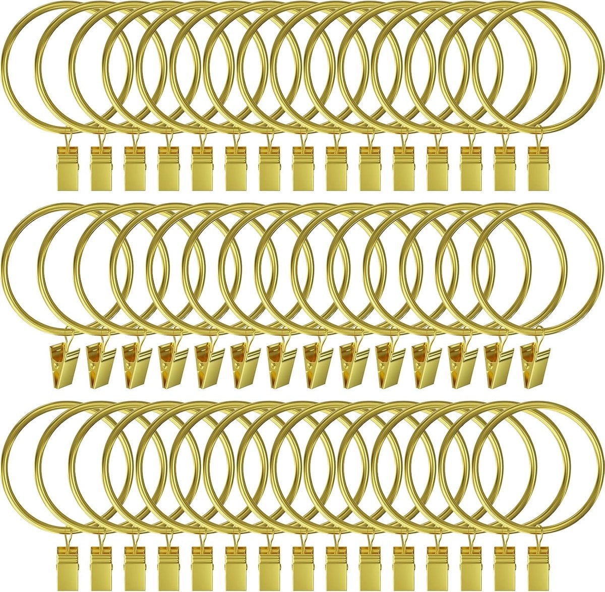 Gordijnringen Clips - 44 stuks - Goud - Roestvrij staal