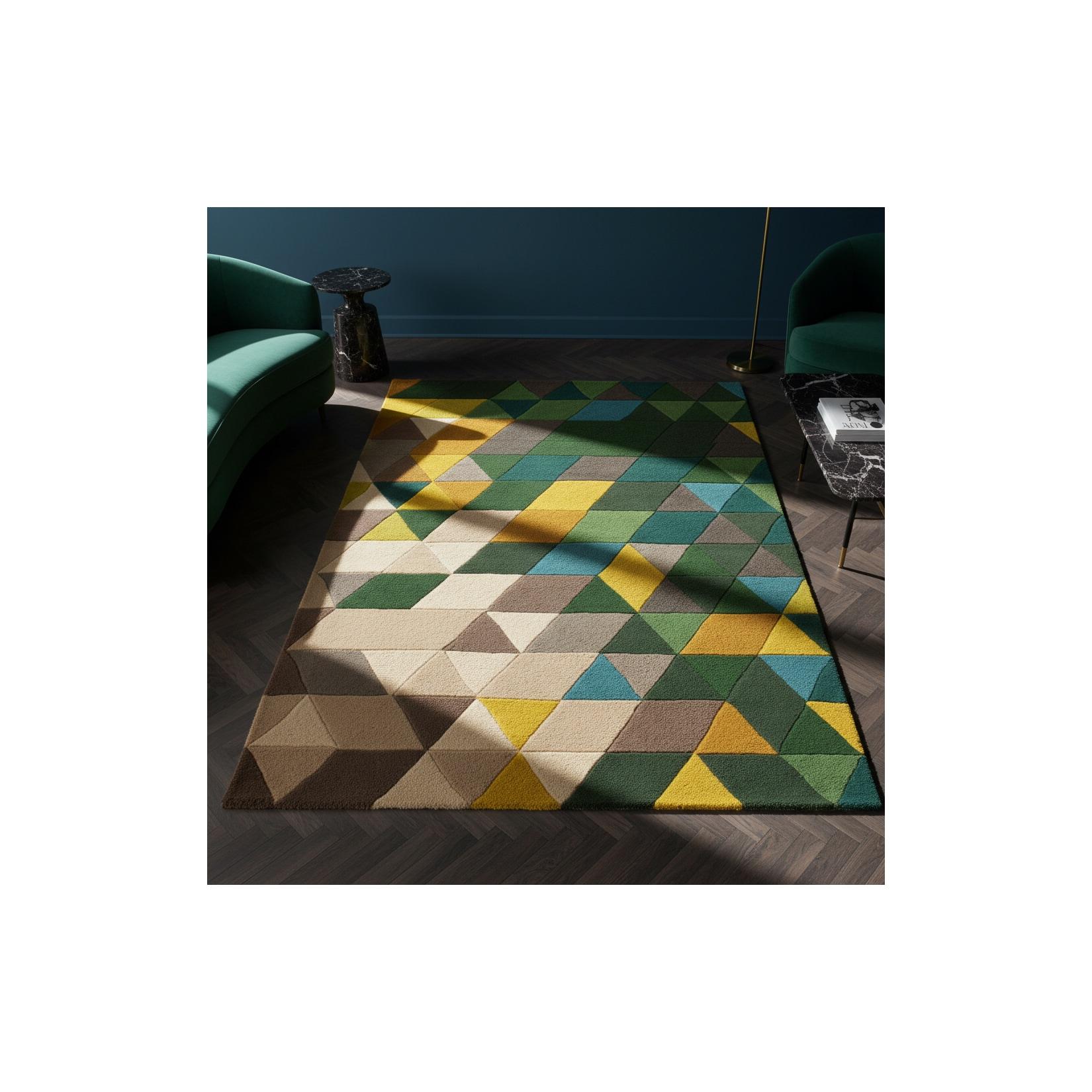 Wollteppich geometrisch Grün-Bunt 120 x 170 cm - DERWENT Kadima