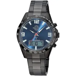 Master Time MTGA-10952-32M Herren-Armbanduhr Funk Sporty Big Date Schwarz/Blau