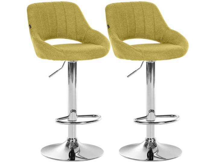 CLP Barhocker 2er Set Stoff grün, Grün, 47x85x48 cm, Esszimmer, Barmöbel, Barhocker