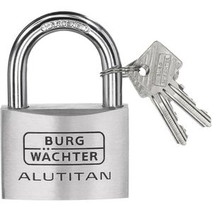 Burg-Wächter Vorhängeschloss Alutitan 77060SB 60mm, mit 2 Schlüsseln, wetterfest