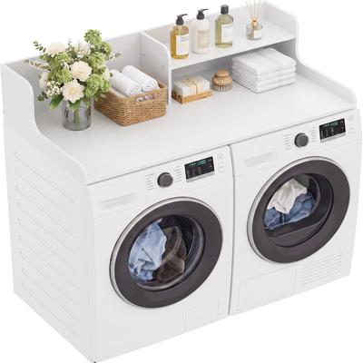 Rackcog 54'' W Laundry Room Countertop Shelf, Over Washer Dryer Storage Organizer with Partitioned Compartment
