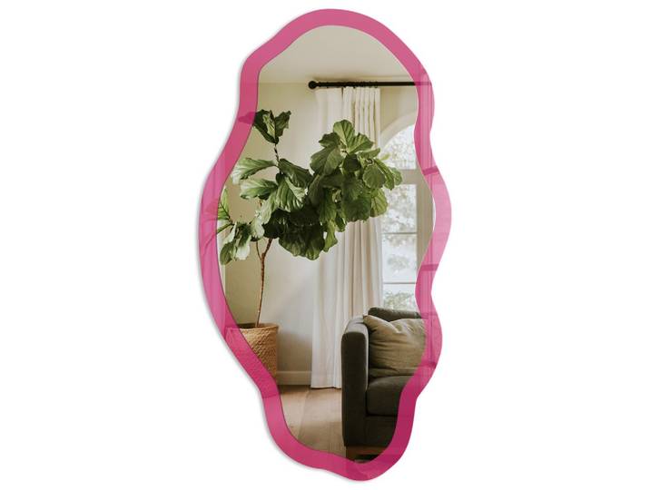 SPIEGEL 90x45 cm asymmetrisch mit Druck - Intensives Rosa
