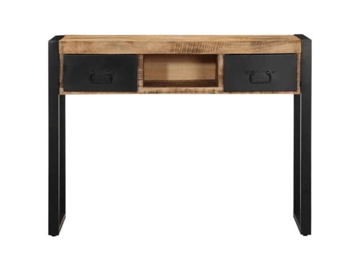 KDACVBMG Konsolentisch, 100 x 35 x 75 cm, Mangoholz, massiv, unbehandelt Aufbewahrungsschubladen, bequemer Griff, robuste Platte, rustikales Design, vielseitig einsetzbar, Wandbefestigung im