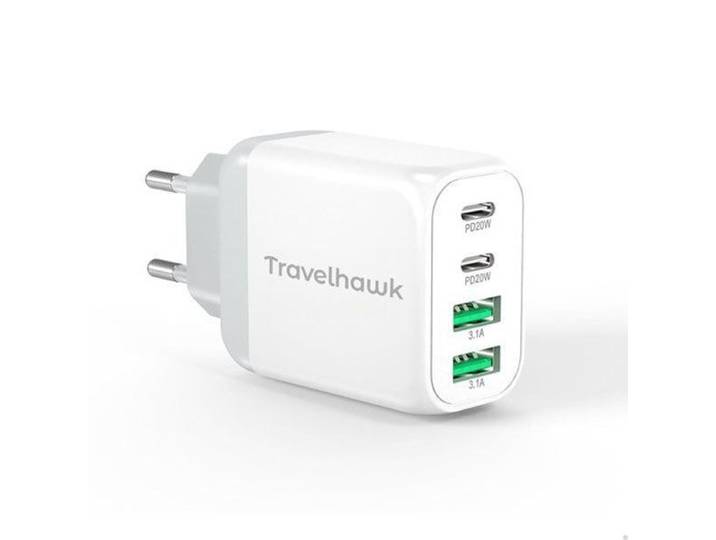 Travelhawk USB-C Oplader – 4-Poorts Snellader (2×USB-A & 2×USB-C)