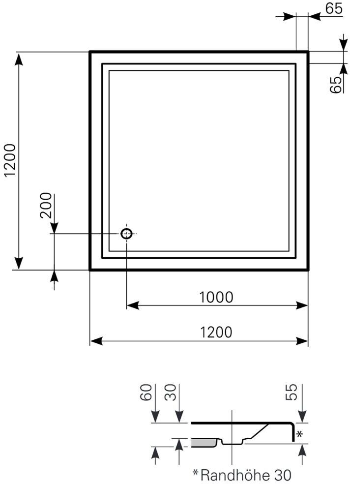 Mauersberger Duschwanne Lupina 120 x 120 superflach