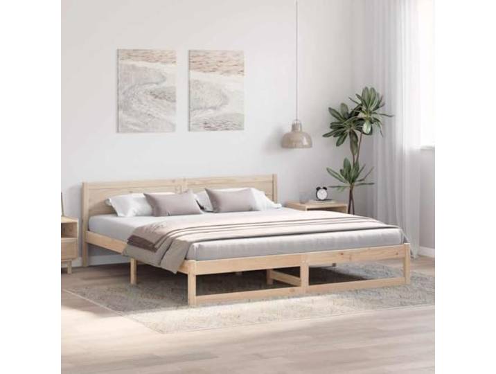 KTHLBRH Doppelbett 180 x 200 Kiefer massiv Rechteckige Struktur, minimalistisches Design, Naturholz, stabil und praktisch