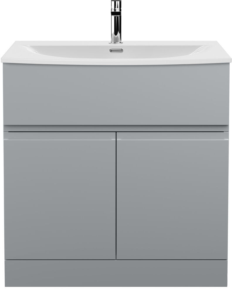 Nuie Urban Single Bathroom Vanity with Vitreous China Basin Satin Grey 81mm W