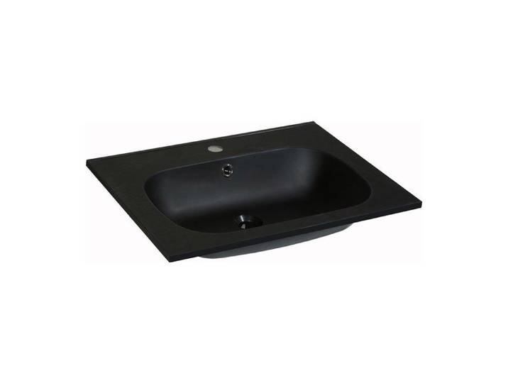 Vasque à encastrer en résine effet pierre - Noir - L60 x l46 cm - OKIWA
