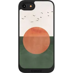 Nivocase Handyhülle für Apple iPhone 7 Hülle NIVOpure Case Schwarz Sonnenschein Sonnenuntergang Vogel (Apple iPhone 7), Smartphone Hülle, Schwarz
