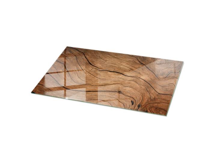 Tulup Glasplatte 100x50 cm Natürliche Holzmaserung, Braun, Glas, Rechteckig, 100x50x0.4 cm, Esszimmer, Esstische, Tischsysteme