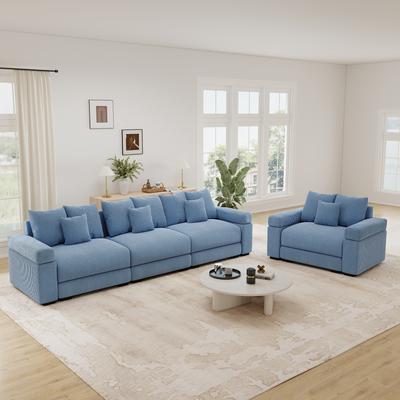 GDFStudio - 2-Piece Oversized Corduroy Convertible Modular Sectional Sofa with Deep Seat & Ergonomic Design