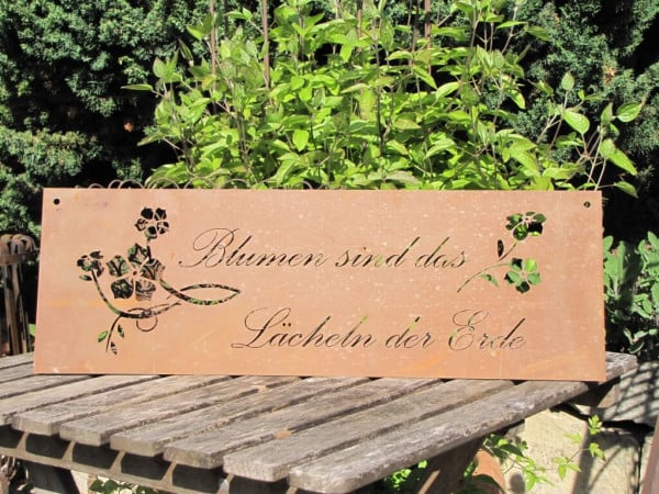 Ferrum Art Design Edelrost gedichtentafel Blume