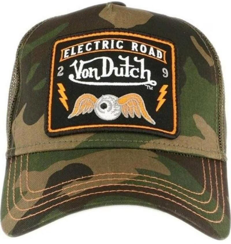 Gorra Von Dutch Camuflaje Con Parche Ojo Alado Verde Talla Única Mujer