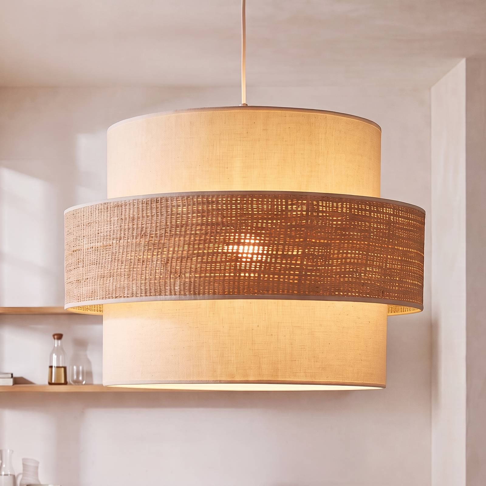 Duolla Space hanglamp beige, textiel en metaal, E27