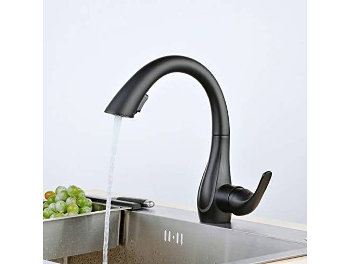 Küchenarmatur, Schwarz Wasserhahn Küche mit Herausziehbarer Dual-Spülbrause Brause, Kaltes und Heißes Wasser Vorhanden