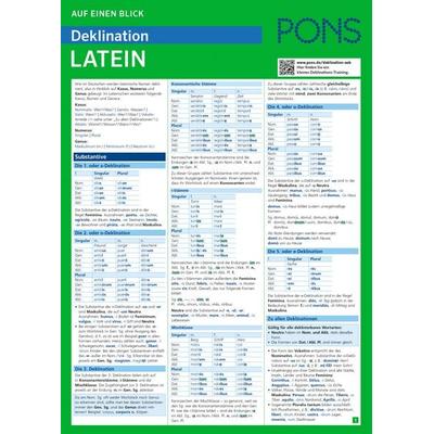 PONS Auf einen Blick Deklination Latein, Taschenbuch von Klappkarten laminiert, PONS Langenscheidt GmbH, 978-3-12-562439-9