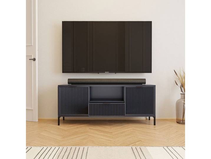 Meuble TV 135 cm WAVE - 135x40x56 cm - 2 portes et tiroir - Indigo