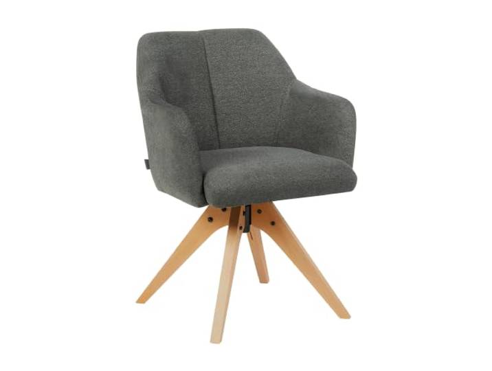 B&D home Esszimmerstuhl Daisy drehbar, Anthrazit mit Armlehnen, 360° Drehfunktion, Webstoff, Massivholzgestell, komfortabel gepolstert
