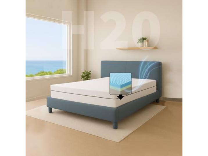 Comfy Line - Matratze für französisches Bett 140 x 200 cm aus Memory-Schaumstoff, Höhe 20 cm. 7 Zonen, orthopädisch. Bezug aus frischer und atmungsaktiver Baumwolle. Hergestellt in Italien